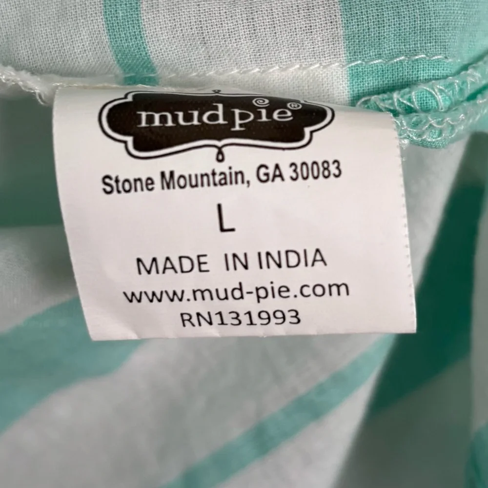 Mud‎ Pie Swim Cover Up Womens Lg Mint Green White Atlantis Paradise Island Colab